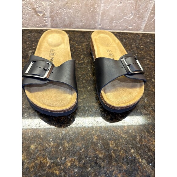 Project Cloud Memory Foam Black Leather Sandals NEW Size 7 - Picture 3 of 6